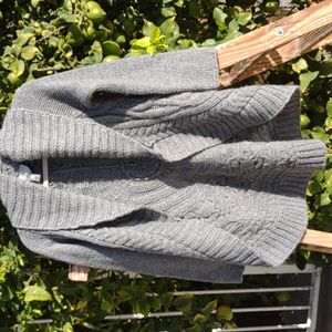 Talbots Collection Circular Look Cardigan Cable Knit Gray M